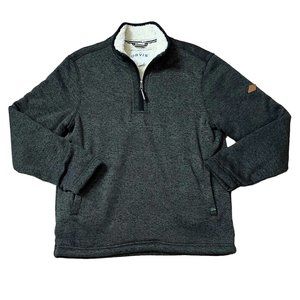 Orvis Sherpa Lined Pullover 1/4 Zip Sweater Black Gray Men's Size M
